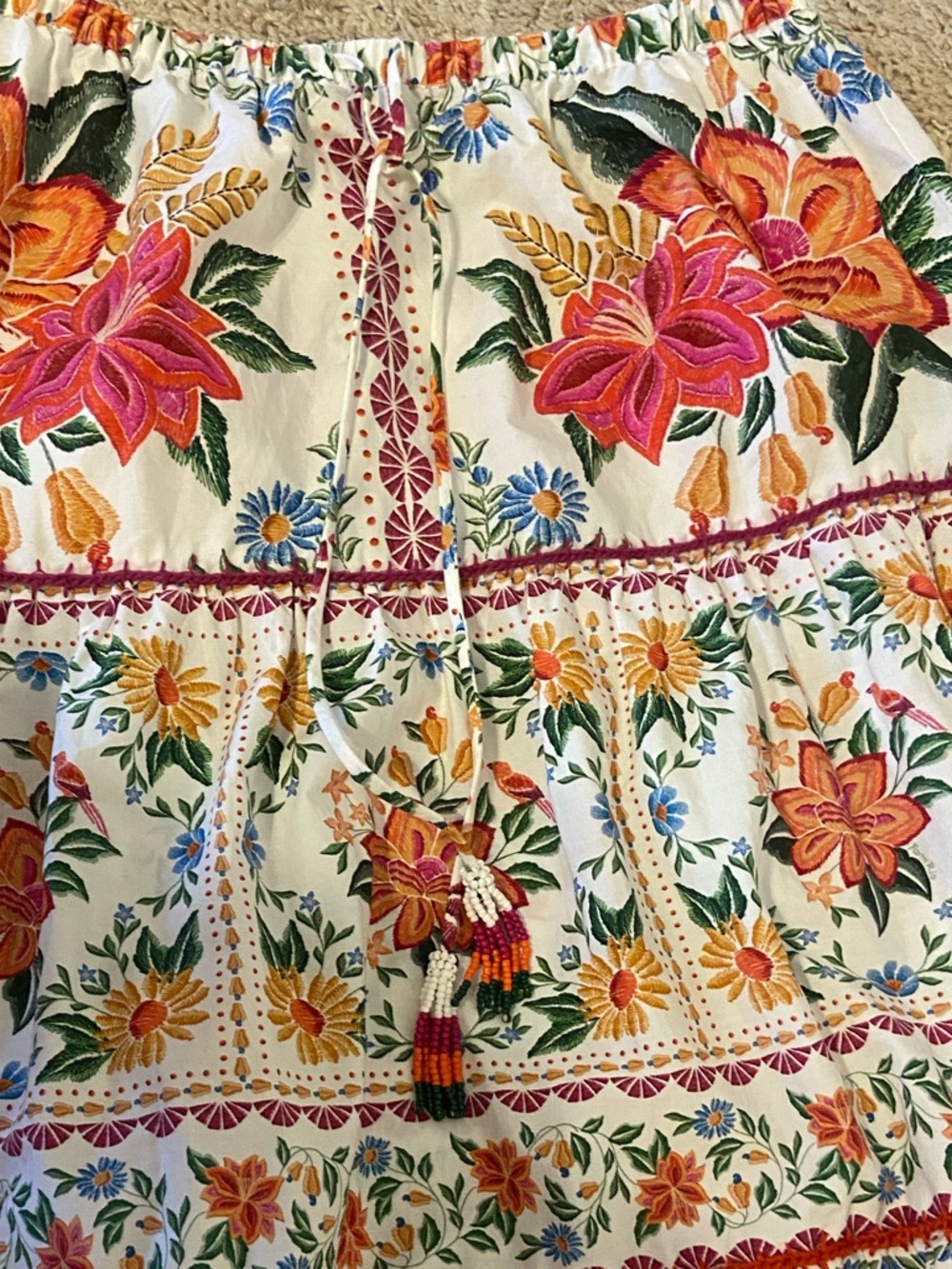 FARM Rio Cream Maxi Skirt with Red, Orange and Green Floral Print - Picture 8 of 8